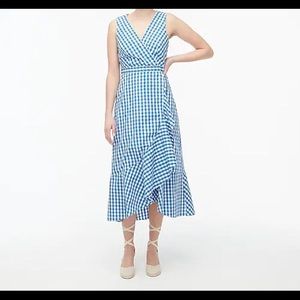 V-neck ruffle wrap maxi dress in cotton poplin